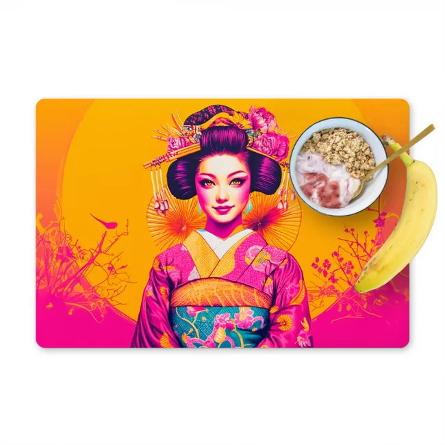 Bloemen - Vrouw - Kimono - Roze Placemat vinyl groot -zzzproduct_Kitchenyeah-website