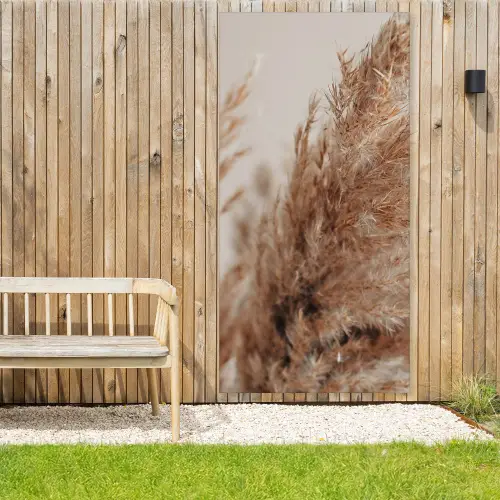 Gedroogd pampasgras dichtbij Tuinposter op houten frame 2 cm dik xxl -sfeer4