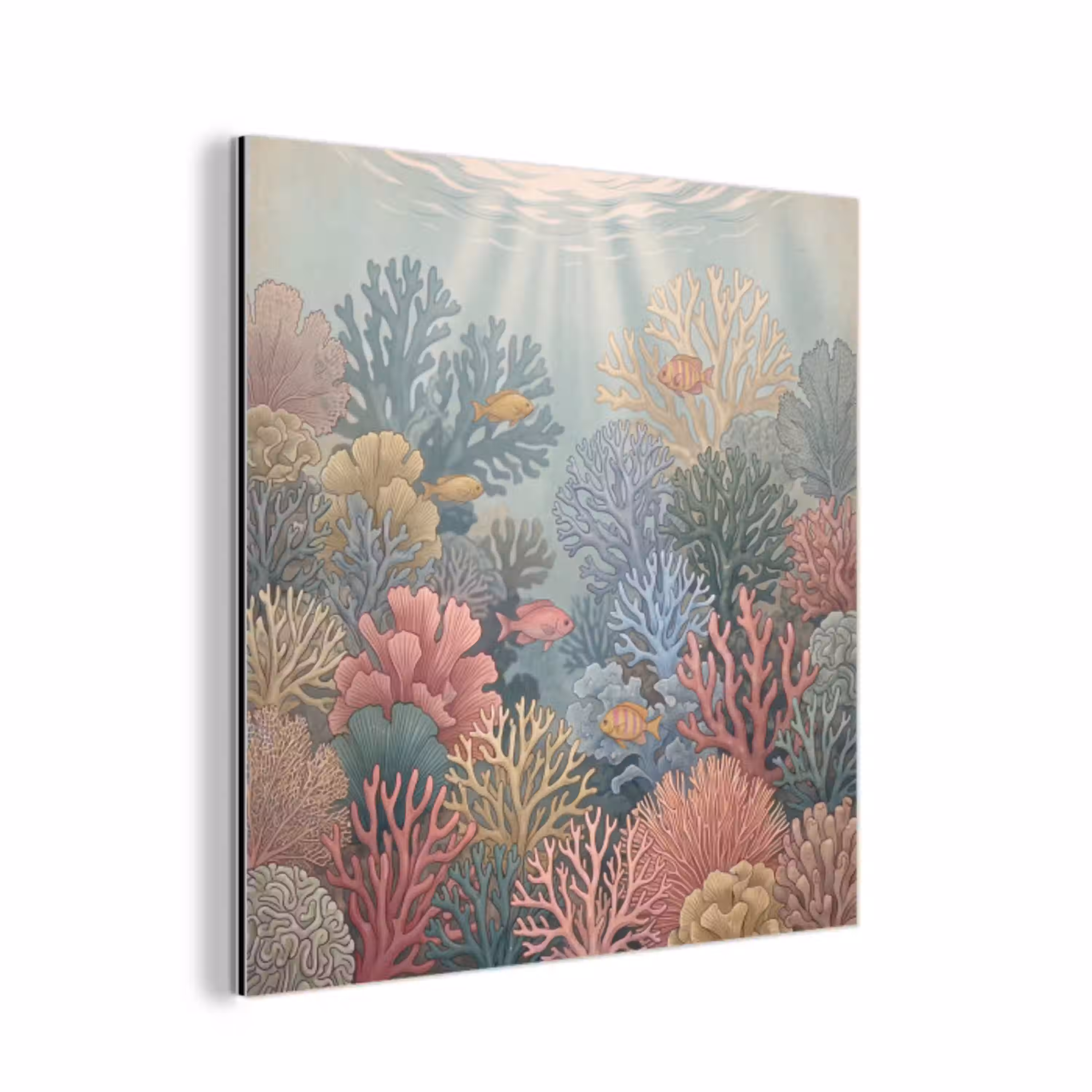 Zee - Koraal - Vis - Natuur - Kleurrijk aluminium wit klein -3d