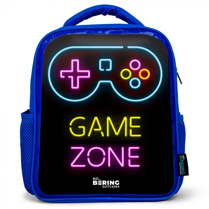 Qoute met neonkleuren Kinderrugzak - Blauw middel -3d