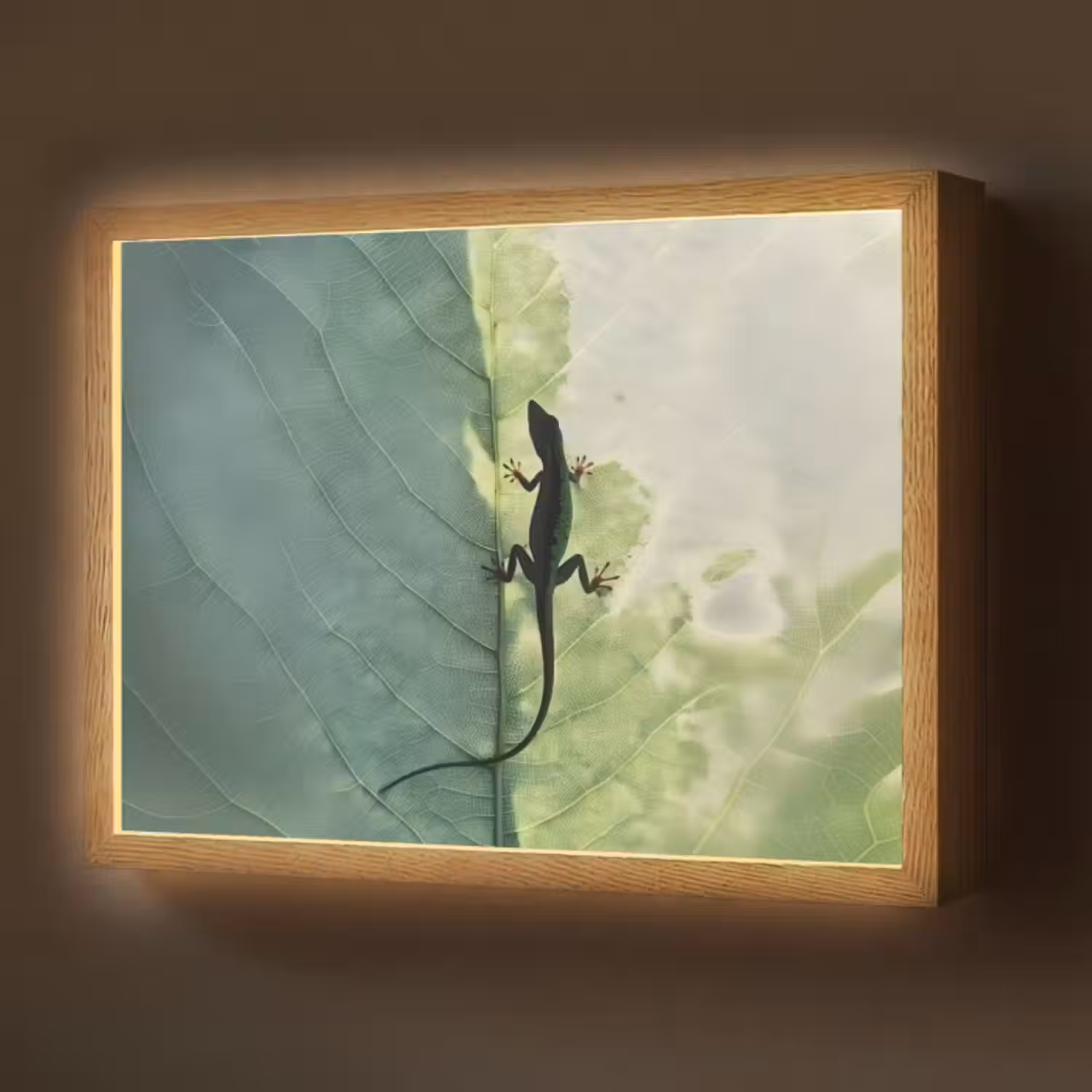 Lightbox - Wandleuchte - Eidechse - Blatt - Venen - Grün