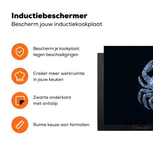 Krab - Delfts blauw - Dieren Inductie beschermer vinyl 3mm klein -zzzzzzz-td-ups
