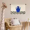 Vaas - Blauw - Geblokt - Modern Wandkleed katoen klein -wsfeer5_kind