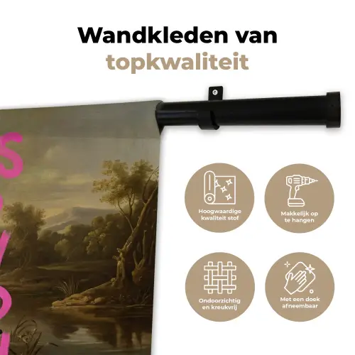 Klassiek - Humor - Roze Wandkleed katoen klein -sfeer2