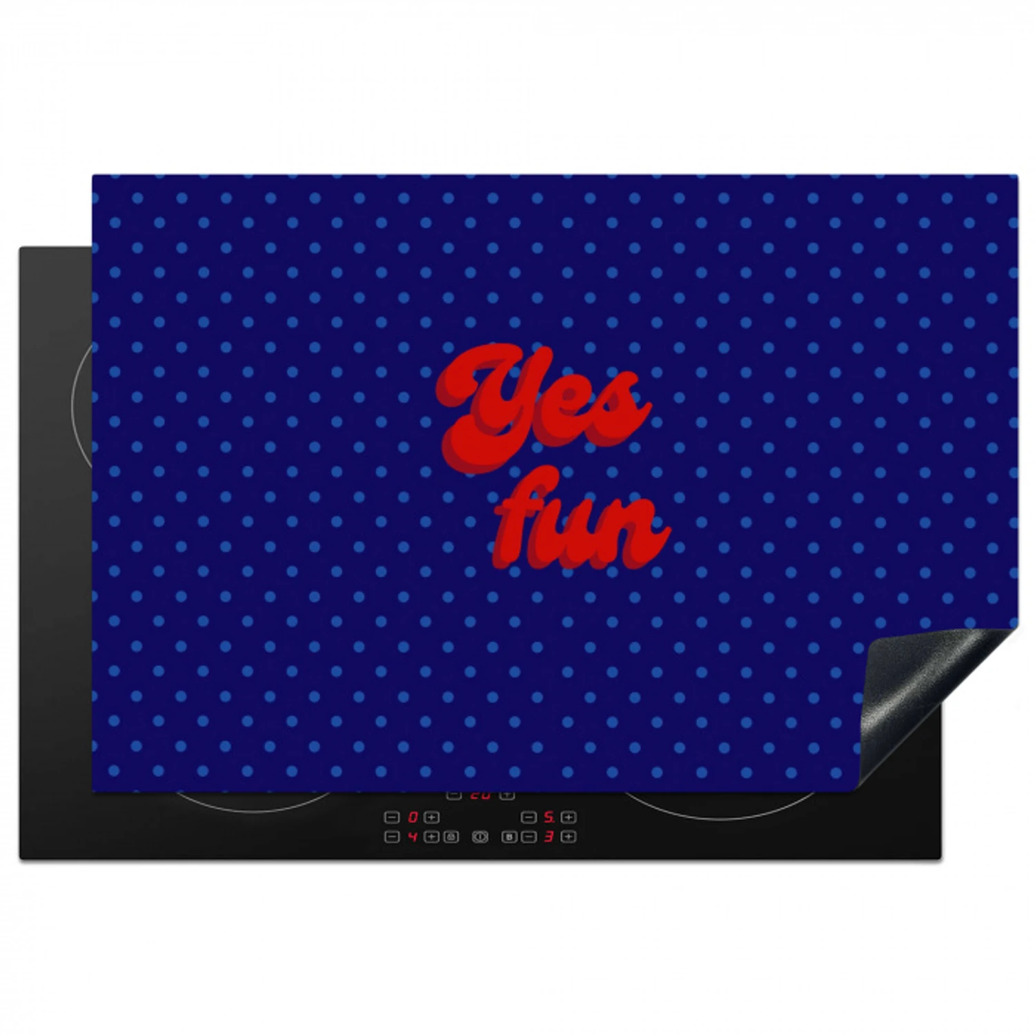 Yes fun - Rood - Blauw - Stippen Inductie beschermer vinyl 3mm klein -3d