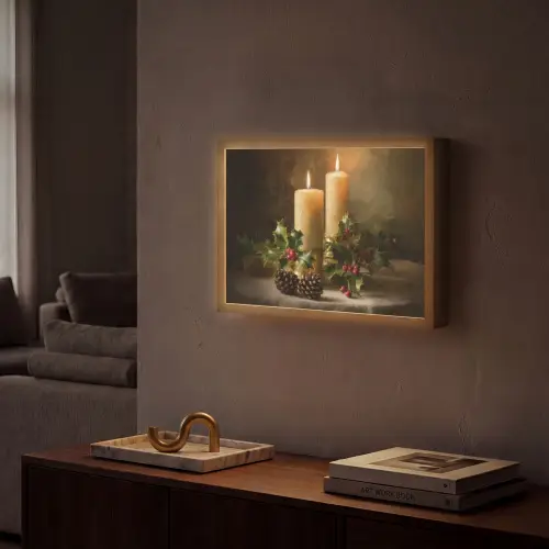 Kaarslicht - Kerst - Veelkleurig Light Box met batterij (Wandlamp) middel -sfeer1