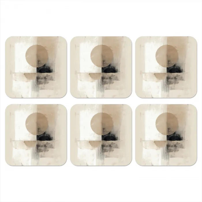 Cirkel - Compositie - Diepte - Beige onderzetter kurk middel -3d