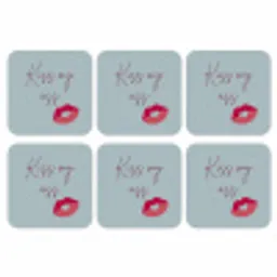Kiss my ass - Lip - Blauw onderzetter kurk middel -3d
