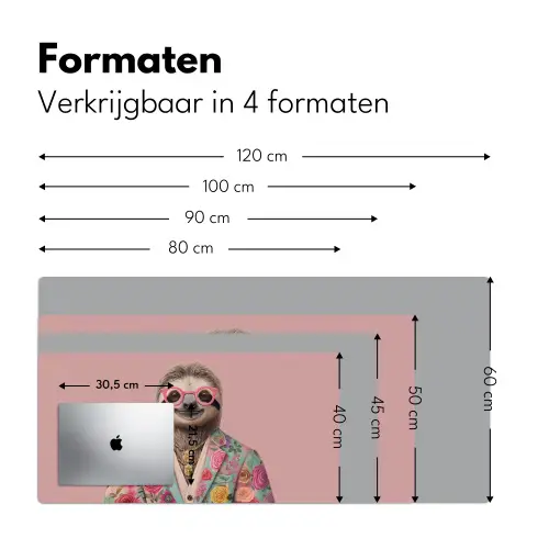 Luiaard - Bloemenprint - Bril - Roze Muismat XXL klein -sfeer5