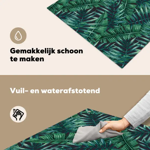 Bladeren - Inductie beschermer - Jungle - Tropical Inductie beschemer met haakjes middel -ky-schoon-nl