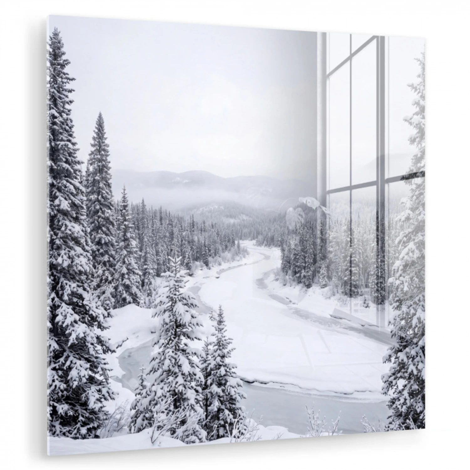 Rivier - Bevroren - Landschap - Winter plexiglas 5mm klein -zzzproduct_nieuw