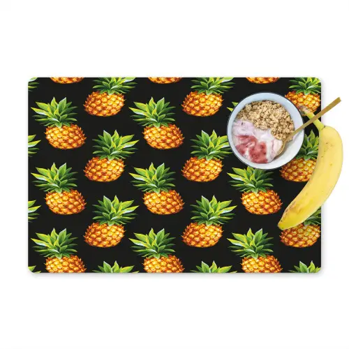 Tropische - Ananas - Zwart Placemat vinyl groot 368 -zzzproduct_Kitchenyeah-website