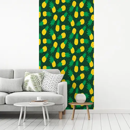 Donkergroen - Ananas - Bladeren fotobehang vinyl groot 64 -woonkamer