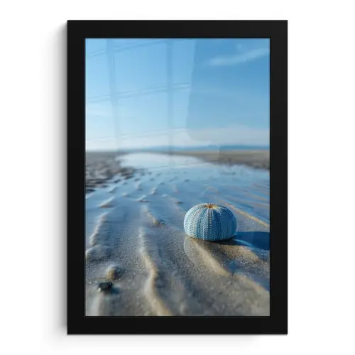 Strand - Schild - Water - Blauw fotolijst zwart zonder passe partout klein -3d