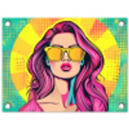Zonnebril - Vrouw - Zonnig - Geel tuinposter los doek klein -3d