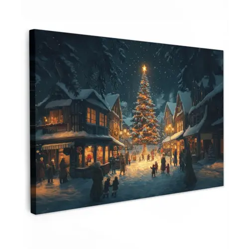 Kerstfeest - Dorp - Donker canvas 2cm klein -z3d
