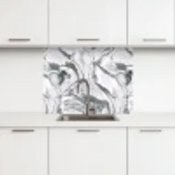 Wit - Marmer - Golvend - Grafiet keuken achterwand 2 middel 865 -3d