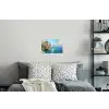 Zeilboot - Rotsen - Kust - Huizen Muursticker klein -slaapkamer