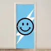 Smiley - Blauw - Bliksem deurposter klein -3d_beige
