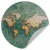 Wereldkaart - Gebroken tegels - Mozaïek Wandcirkel behangsticker klein -3d