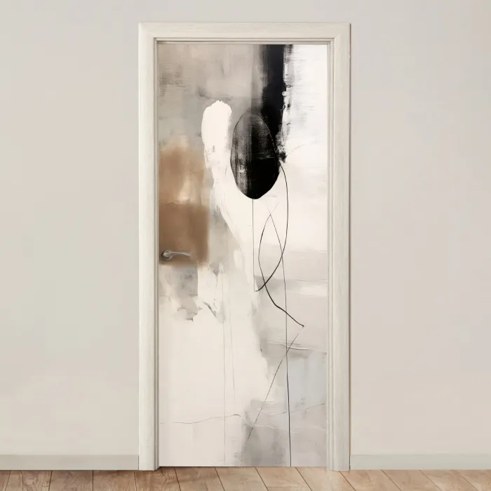 Abstracte kunst - Grijs - Industrieel deurposter klein -3d_beige