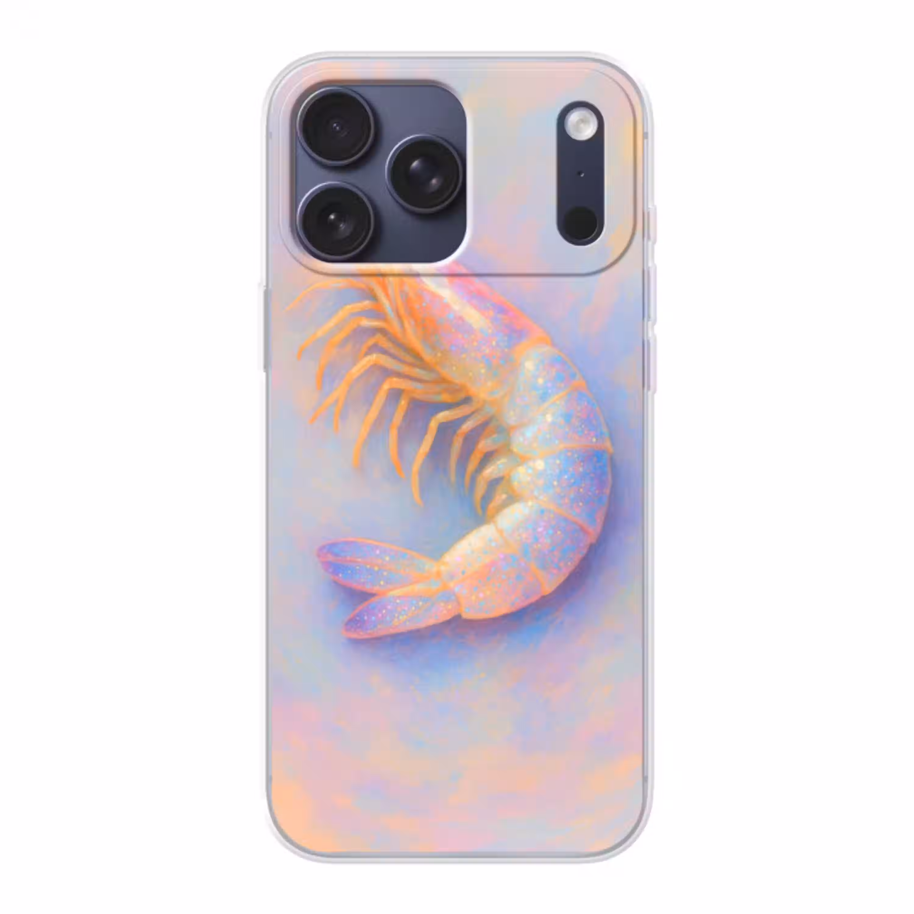 Garnaal - Subtiele structuur - Blauw - Roze Telefoonhoesje iPhone 17 Pro Max klein -3d