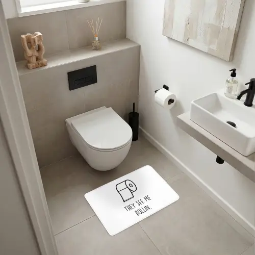 Spreuk - WC papier - They see me rollin - Wit - Quotes WCmat klein -sfeer1