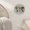 Wereldkaart - Geborduurd - Aardetinten Wandcirkel kunststof plaat 5mm dik klein -sfeer5