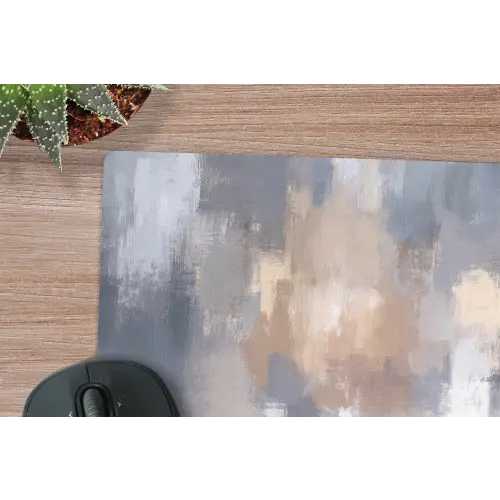 Penseelstreken - Schilderij - Beige muismat rubber klein -closeup