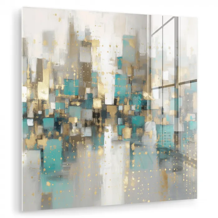 Abstract - Blokken - Goud - Skyline plexiglas 5mm klein -zzzproduct_nieuw