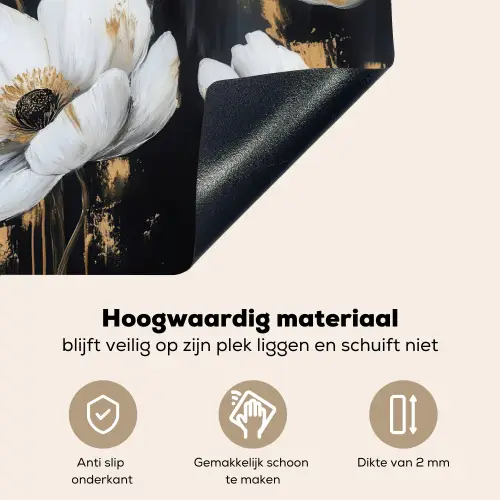 Bloemen - Wit - Abstract Inductie beschemer met haakjes klein -ky-onderkant-nl