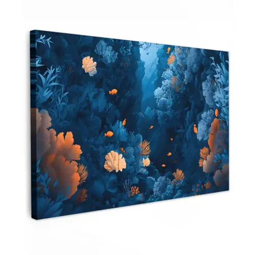 Koraalrif - Vissen - Oceaan - Blauw Tuinposter op houten frame 2 cm dik klein -3d