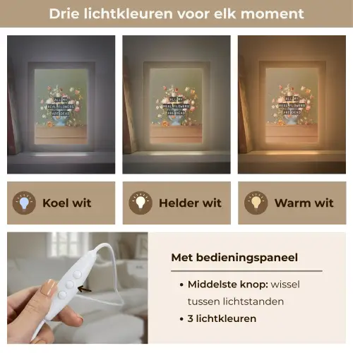 Bloem - Quote - Vintage - Art Light Box met kabel (Tafellamp) klein -USP_lichtkleurNL