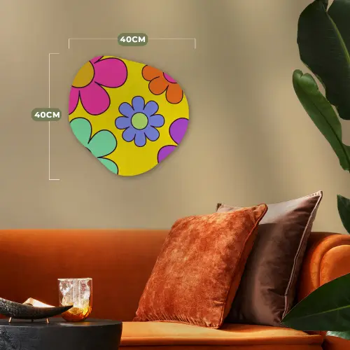 Bloemen - Illustratie - Kleurrijk Wandcirkel Organisch Forex 3mm klein -sfeer3
