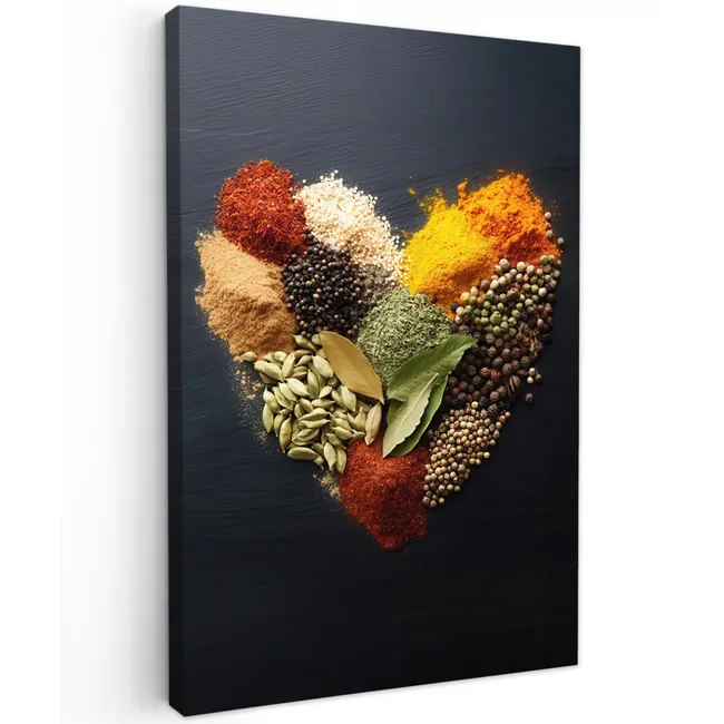 Specerijen - Mix - Hartvorm - Zwart canvas 2cm klein -z3d