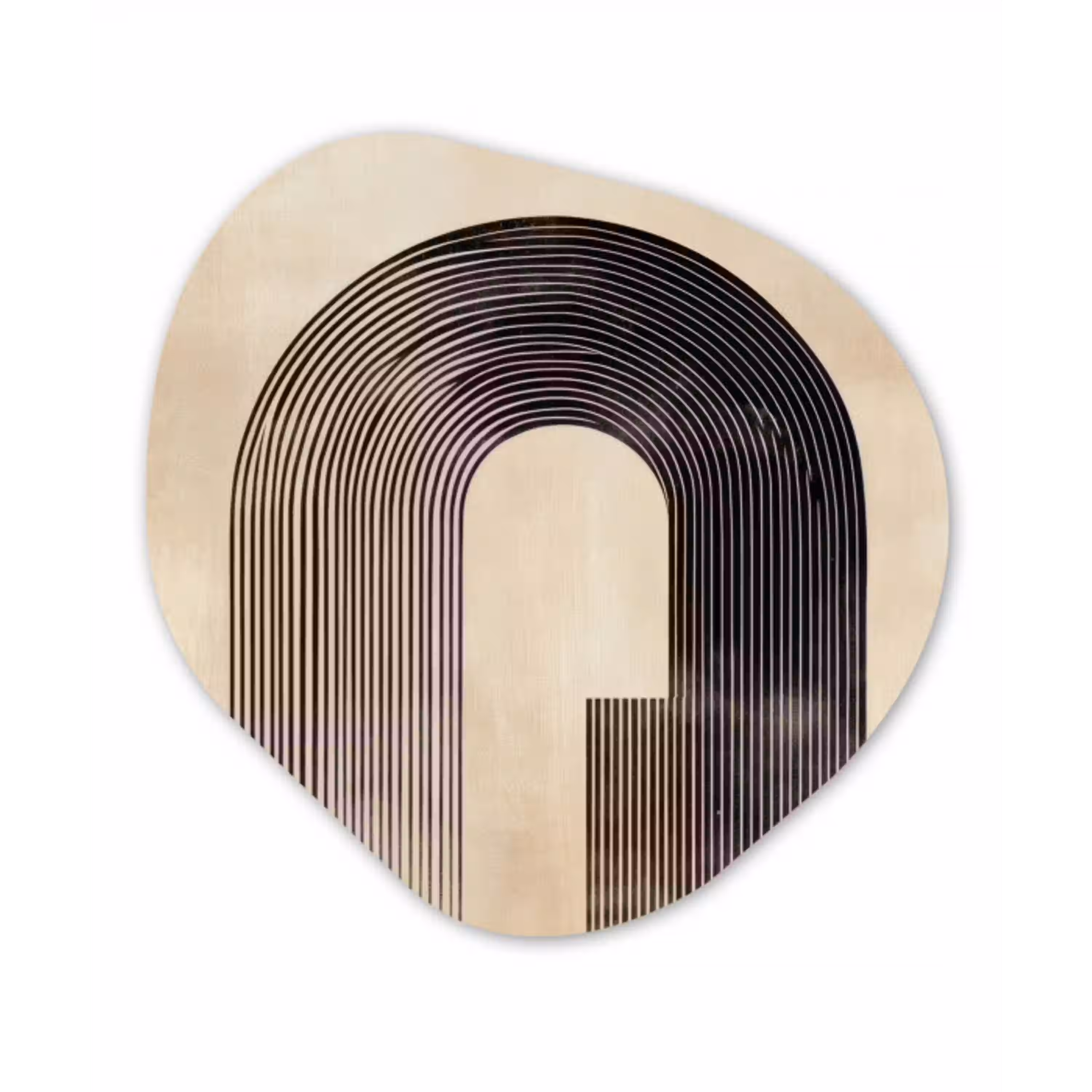 Boog -  Strepen - Minimalistisch - Zwart Wandcirkel Organisch Aluminium middel -3d