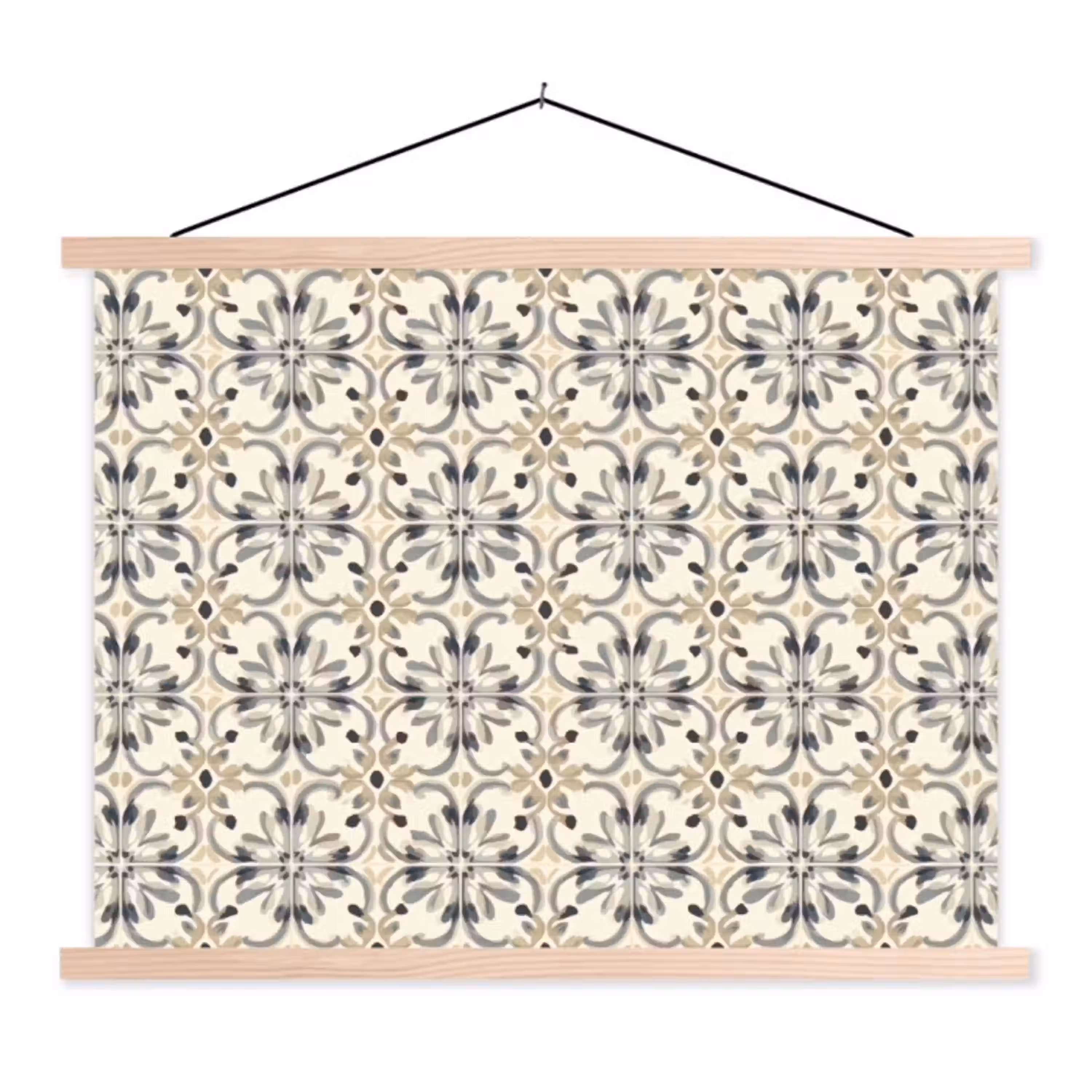 Floraal - Patroon - Kleurrijk textielposter latten blank klein 122 -3d