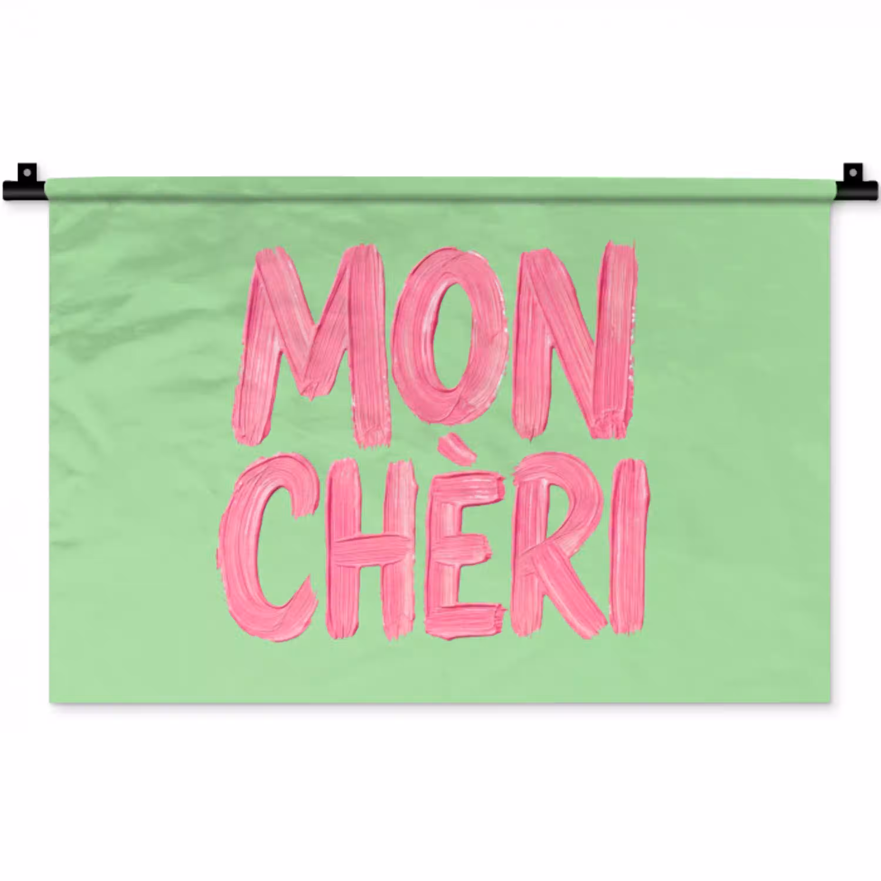 Mon cheri - Groen - Roze Wandkleed katoen klein -zz3d