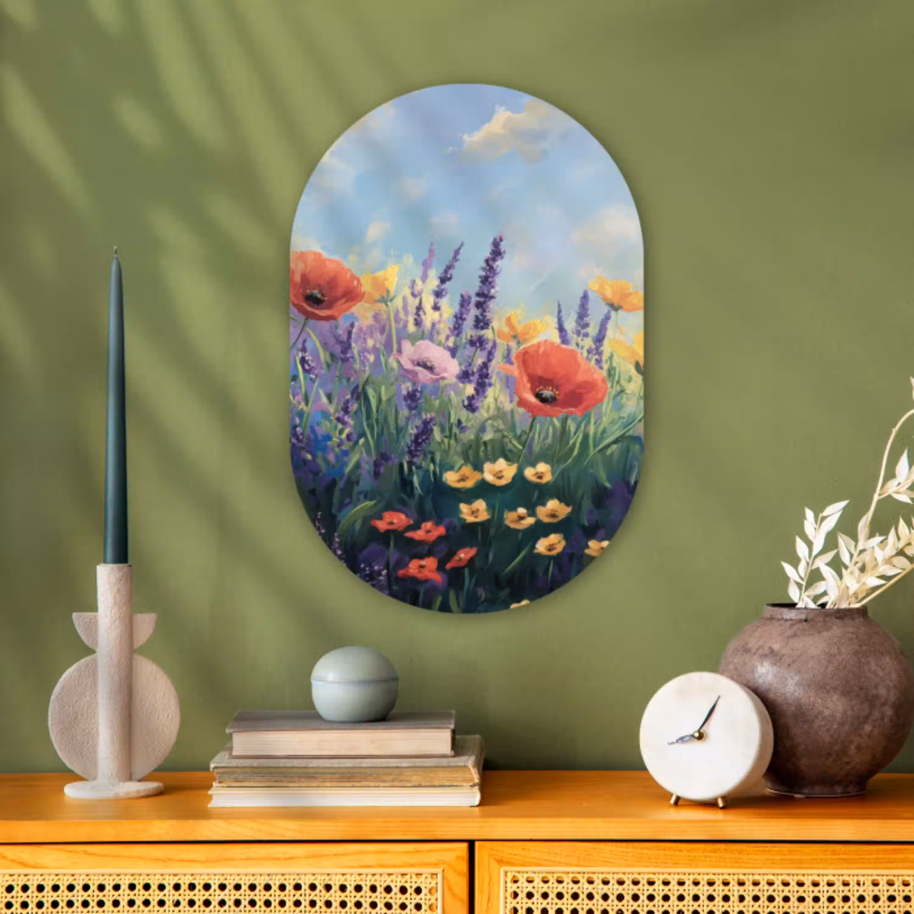 Weide - Bloemen - Kleurrijk Wandcirkel Ovaal Forex klein -sfeer2