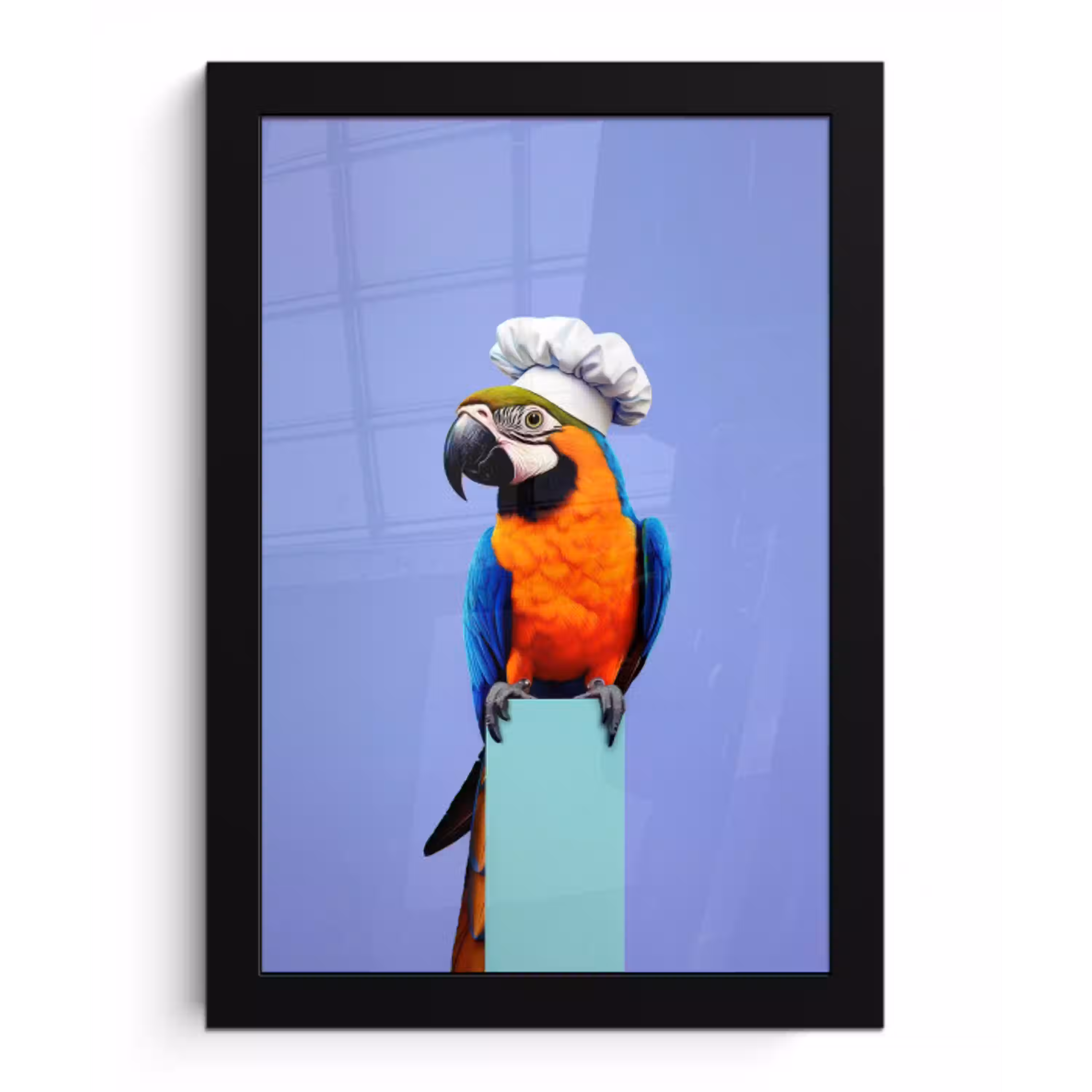 Papegaai - Koksmuts - Vogel - Leuk fotolijst zwart zonder passe partout klein -3d