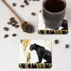 Panter - Zwart - Abstract - Goud onderzetter kurk middel -sfeer2