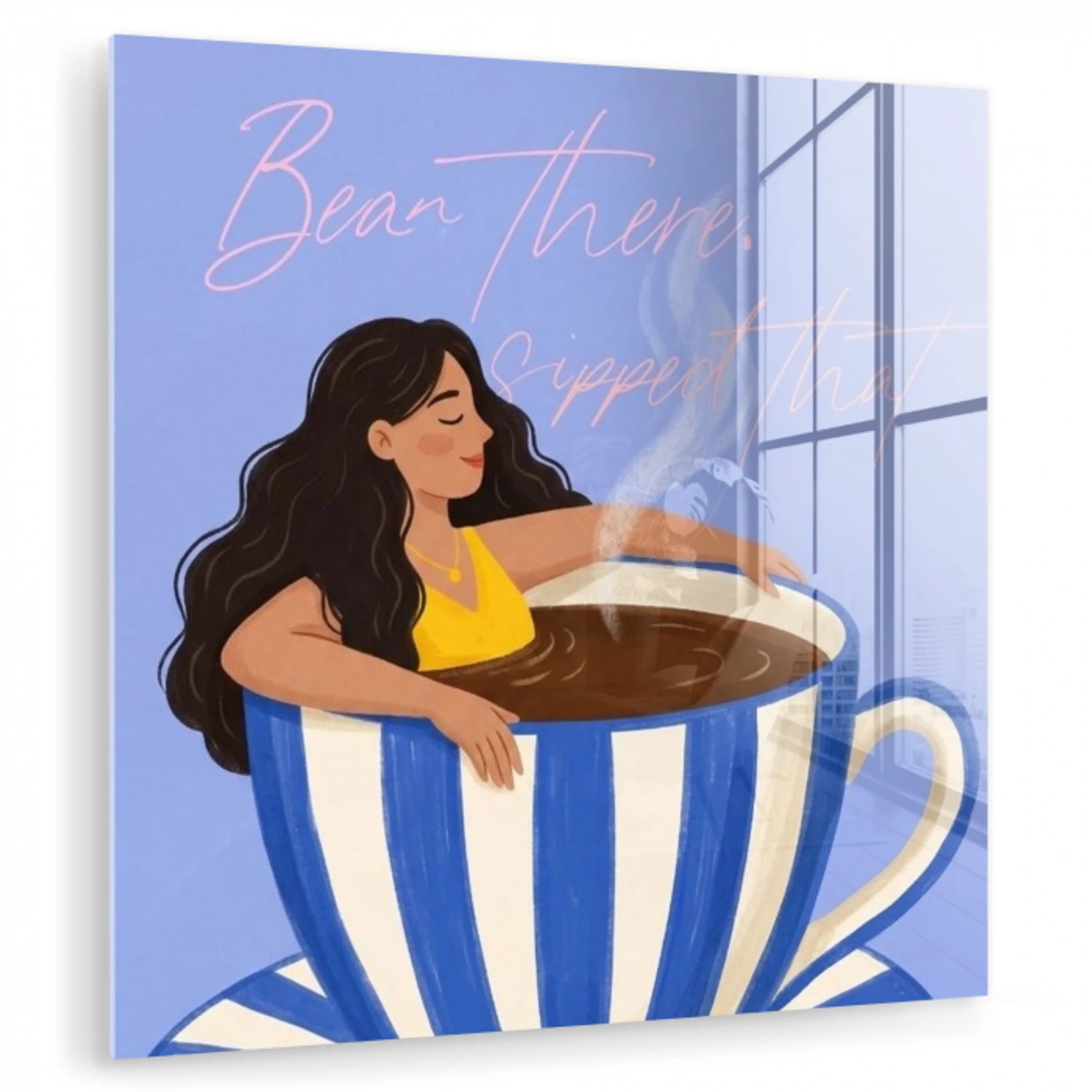 Mok - Koffie - Vrouw - Paars plexiglas 5mm klein -zzzproduct_nieuw