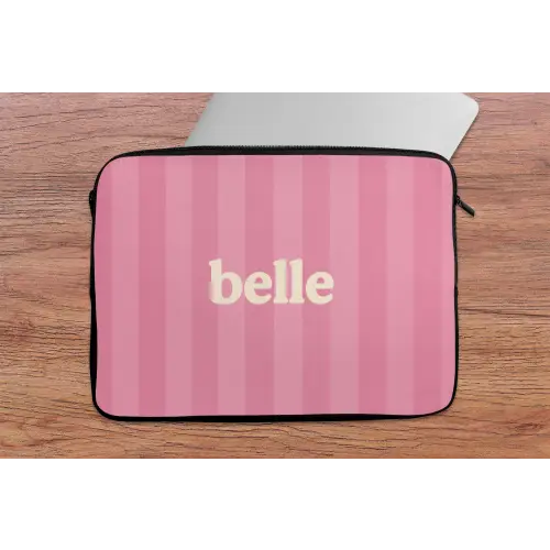 Roze - Gestreept - Belle laptophoes neopreen klein -tafel