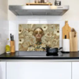 Vrouw - Bloemen - Zonnebril - Wit Inductie beschemer met haakjes klein -sfeer2