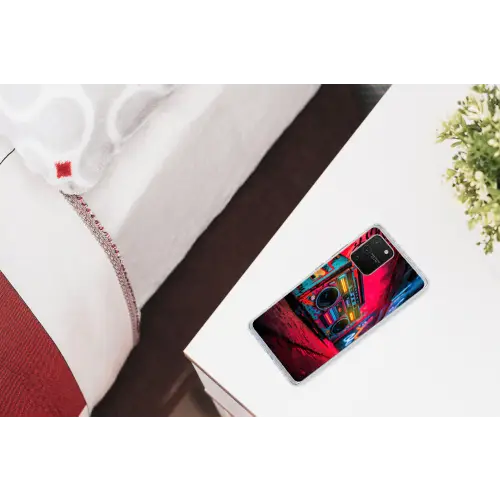 Boombox - Rood - Graffiti - Neon Telefoonhoesje Samsung Galaxy S10 Lite klein -kamerS10Lite