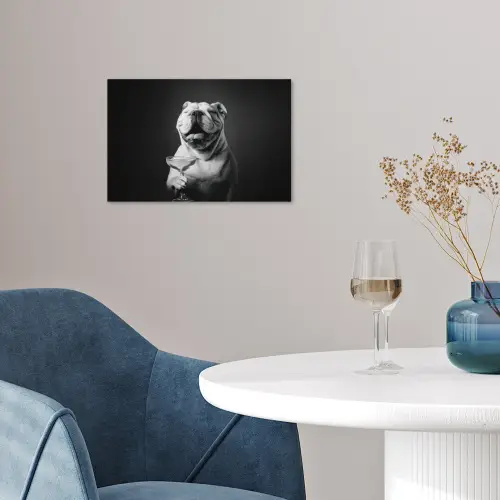 Buldog - Hond - Glas poster papier klein -sfeer3