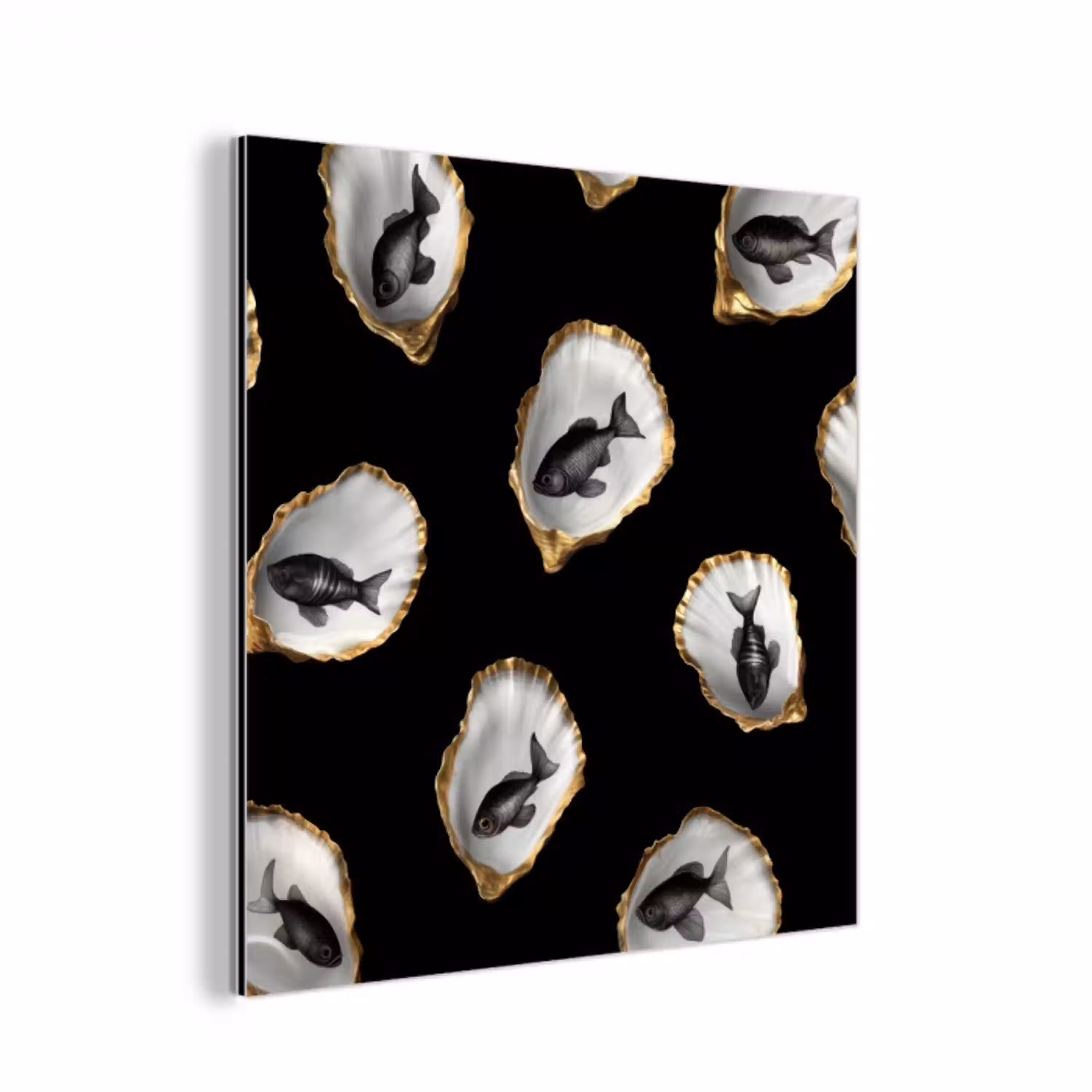 Oesters - Zwart - Vissen - Goud aluminium wit klein -3d
