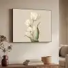 Tulpen - Wit - Bladeren Textielframe zwart klein -sfeer3