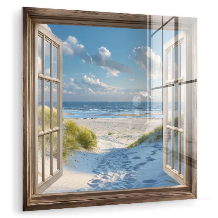 Doorkijk - Strand - Raam - Duinen - Zee plexiglas 5mm klein -zzzproduct_nieuw