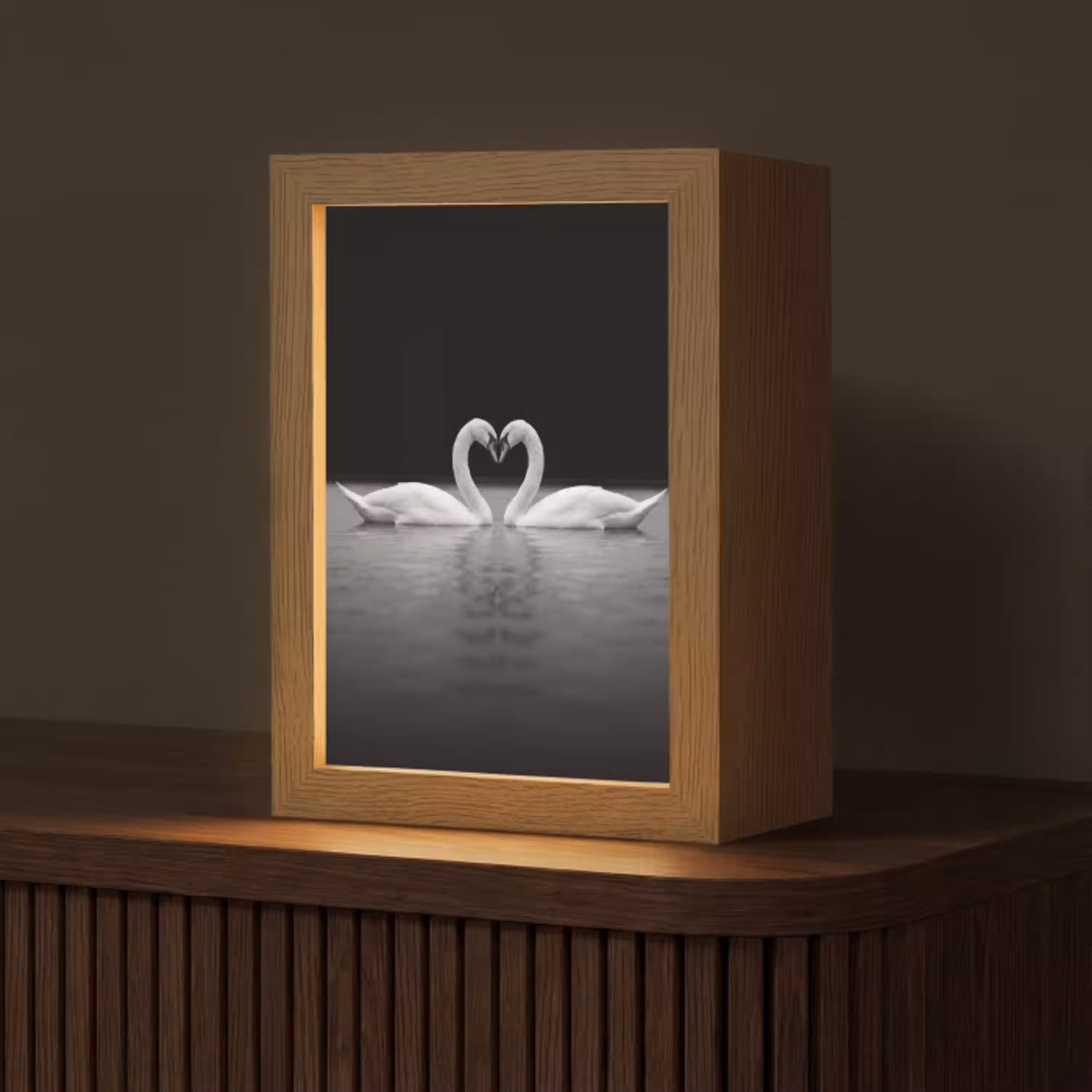 Zwanen - Hart - Zwart - Wit Light Box met kabel (Tafellamp) klein -z3d_website